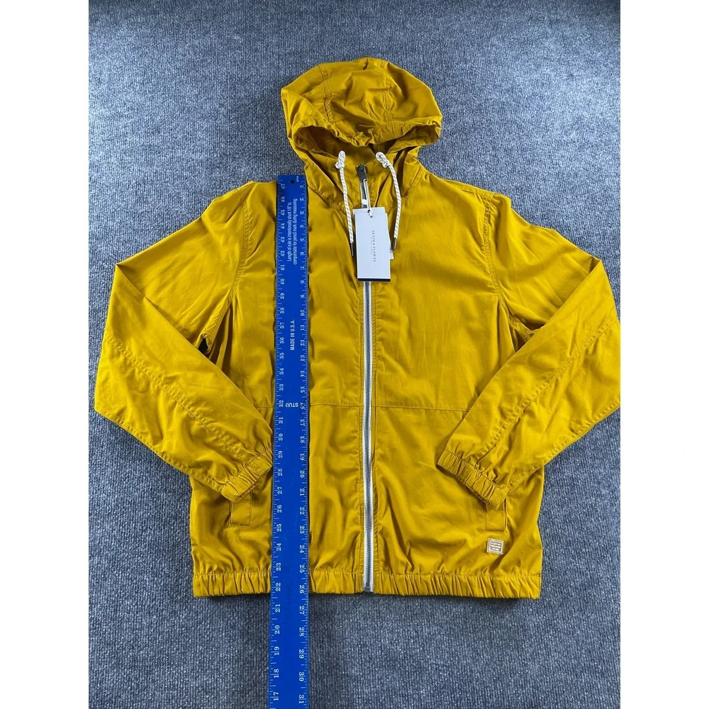 Denim & Flower Ricky Singh Mens Medium Mustard Yellow Hooded Windbreaker Jacket